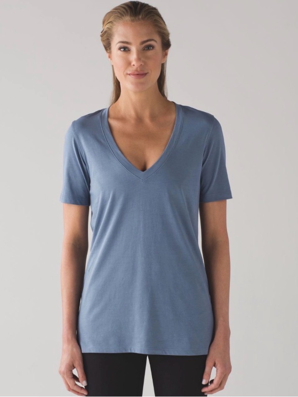 Lululemon “Love” V-Neck Short Sleeve Top - Blue Denim